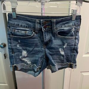 SO Low Rise MIDI Blue Jean Shorts Size 1 NWOT